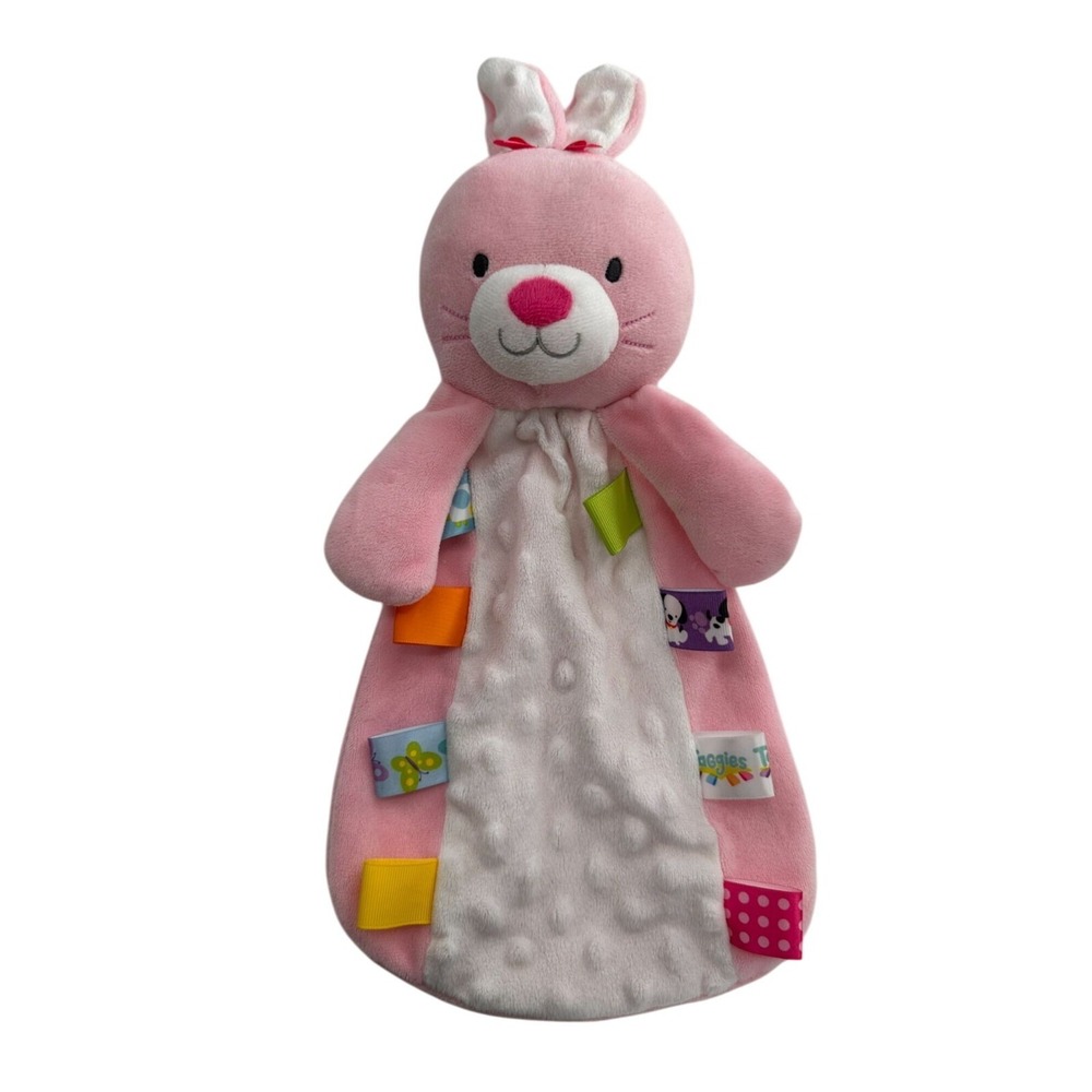 Taggies Pink Bunny Baby Lovey Security Blanket Textured Tags Soft Plush Easter‎